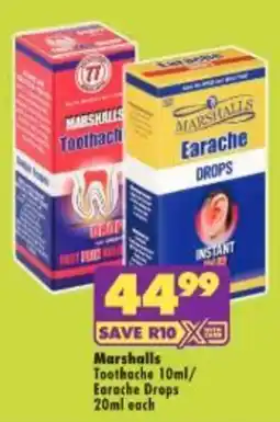 Shoprite Marshalls Toothache / Earache Drops offer
