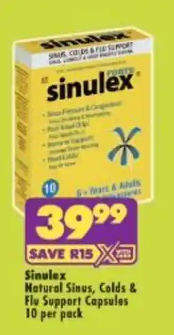 Shoprite Sinulex Natural Sinus, Colds & Flu Support Capsules offer