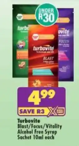 Shoprite Turbovite Blast/Focus/Vitality Alcohol Free Syrup offer