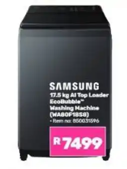 Game SAMSUNG 17.5 kg AI Top Loader EcoBubble Washing Machine offer