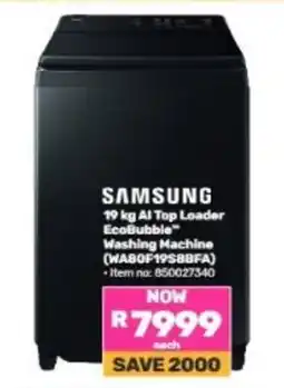 Game SAMSUNG 19 kg AI Top Loader EcoBubble Washing Machine offer