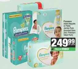 Spar Pampers Active Nappies or Pants Assorted offer