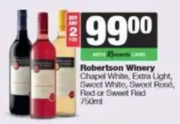 Spar Robertson Winery Chapel White, Extra Light, Sweet White, Sweet Rosé, Red or Sweet Red offer