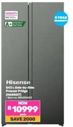 Game Hisense 543 L Side-by-Side Freezer Fridge offer