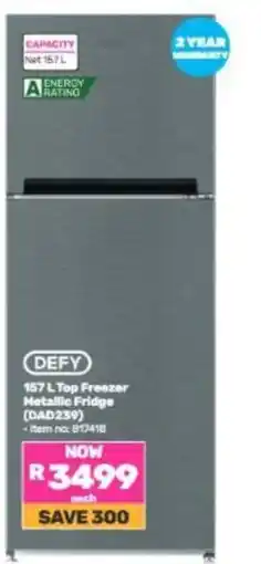 Game DEFY 157 L Top Freezer Metallic Fridge offer