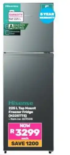 Game Hisense 225 L Top Mount Freezer Fridge offer