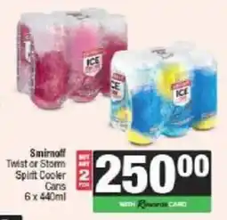 Spar Smirnoff Twist or Storm Spirit Cooler Cans offer