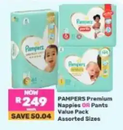 Game PAMPERS Premium Nappies OR Pants Assorted Sizes offer