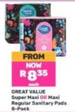 Game Great Value Super Maxi OR Maxi Regular Sanitary Pads offer