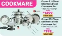 Game Crown 21-Piece Stainless Steel Cookware Set offer