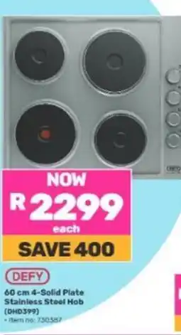 Game DEFY 60 cm 4-Solid Plate Stainless Steel Hob offer