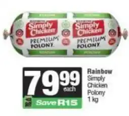 Spar Rainbow Simply Chicken Polony offer