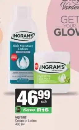 Spar Ingrams Cream or Lotion offer