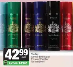 Spar Yardley Aerosol Body Spray offer