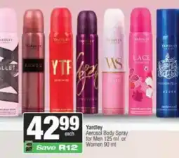 Spar Yardley Aerosol Body Spray offer