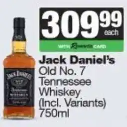 Spar Jack Daniel's Old No. 7 Tennessee Whiskey offer