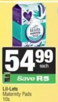 Spar Lil-Lets Maternity Pads offer