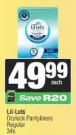Spar Lil-Lets Drylock Pantyliners Regular offer