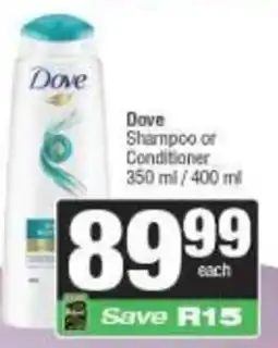 Spar Dove Shampoo or Conditioner offer