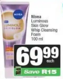 Spar Nivea Luminous Skin Glow Whip Cleansing Foam offer