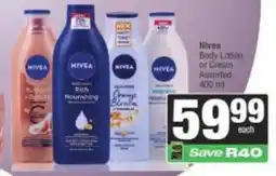 Spar Nivea Body Lotion or Cream Assorted offer