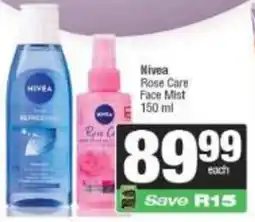 Spar Nivea Rose Care Face Mist offer