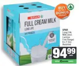 Spar SPAR Full Cream Milk Long Life UHT Process Assorted offer