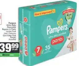 Spar Pampers Active Baby Disposable Nappies or Pants Jumbo Pack Assorted offer