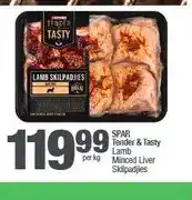 Spar SPAR Tender & Tasty Lamb Minced Liver Skilpadjies per kg offer
