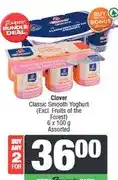 Spar Clover Classic Smooth Yoghurt (Excl. Fruits of the Forest) 6 x 100 g Assorted - Buy 2 for offer