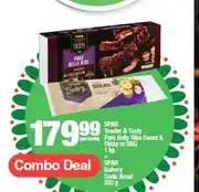 Spar SPAR Tender & Tasty Pork Belly Ribs Sweet & Sticky or BBQ 1 kg + SPAR Bakery Garlic Bread 330 g offer