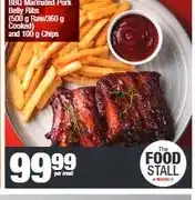 Spar Fire & Grill: BBQ Marinated Pork Belly Ribs (500 g Raw/360 g Cooked) and 100 g Chips offer