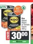 Spar Koo Baked Beans in Tomato Sauce 400 g - Buy 2 for offer