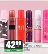 Spar Yardley Body Spray For Women 90 ml Assorted offer