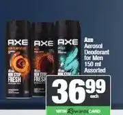 Spar Axe Aerosol Deodorant for Men 150 ml Assorted offer