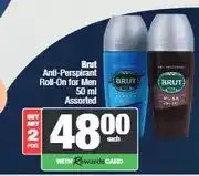 Spar Brut Anti-Perspirant Roll-On for Men 50 ml Assorted - Buy 2 for offer