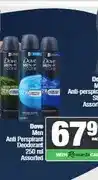 Spar Dove Men Anti Perspirant Deodorant 250 ml Assorted offer