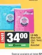 Spar Lil-lets Maxi Pads (Incl. Teen) 10s Assorted - Buy 2 for offer