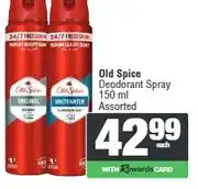 Spar Old Spice Deodorant Spray 150 ml Assorted offer