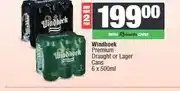 Spar Windhoek Premium Draught or Lager Cans 6 x 500ml - Buy 2 for offer