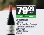 Spar Du Toitskloof Selected Shiraz, Merlot, Pinotage, Cabernet Sauvignon, Sandsteen or Cape Blend 750ml offer