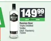 Spar Russian Bear Triple Distilled Vodka (Incl. Flavours) 750ml offer
