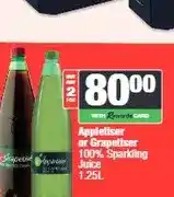 Spar Appletiser or Grapetiser 100% Sparkling Juice 1.25L - Buy 2 for offer