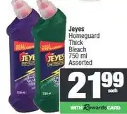 Spar Jeyes Homeguard Thick Bleach 750 ml Assorted offer