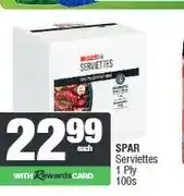 Spar SPAR Serviettes 1 Ply 100s offer