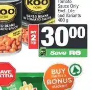 Spar Koo Baked Beans in Tomato Sauce Only 400 g - Buy 2 for offer