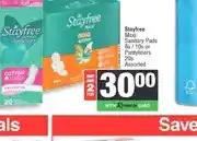 Spar Stayfree Maxi Sanitary Pads 8s / 10s or Pantyliners 20s Assorted (any 2) offer