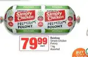 Spar Rainbow Simply Chicken Polony 1 kg Assorted offer
