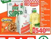 Spar Combo: Spekko Long Grain Parboiled Rice 10 kg + White Star Super Maize Meal 10 kg + Sasko Cake Wheat offer