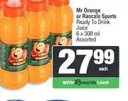 Spar Mr Orange or Rascals Sports Ready To Drink Juice 6 x 300 ml Assorted offer